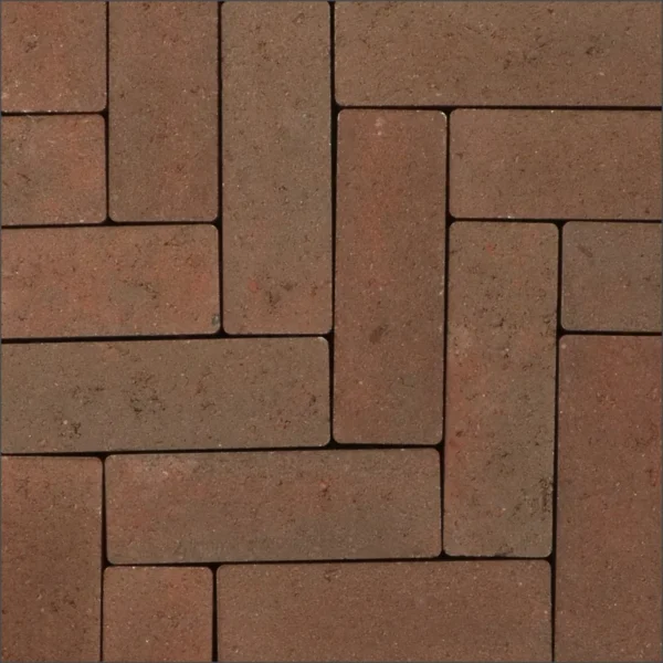 Strackstone+ Dikformaat 21x7x8 vlak wijnrood/havanna genuanceerd PL3